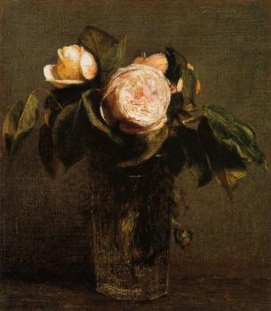 Henri Fantin-Latour : Roses in a Tall Glass